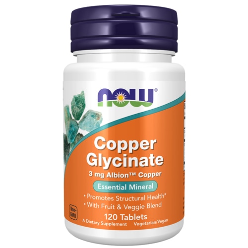 Copper Glycinate -- 3 mg - 120 Tablets (Таблетки) NOW Foods