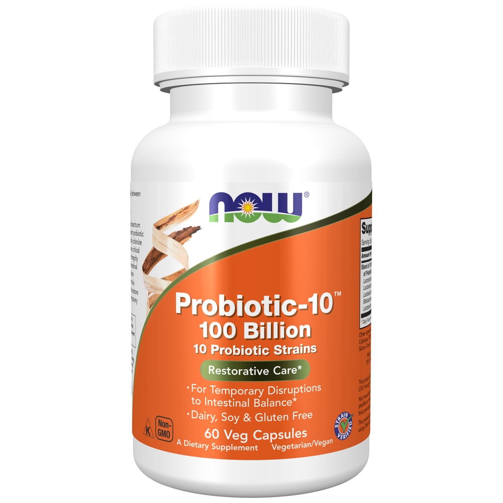 Probiotic-10 -- 100 billion - 60 Veg Capsules (Вегетарианские капсулы) NOW Foods