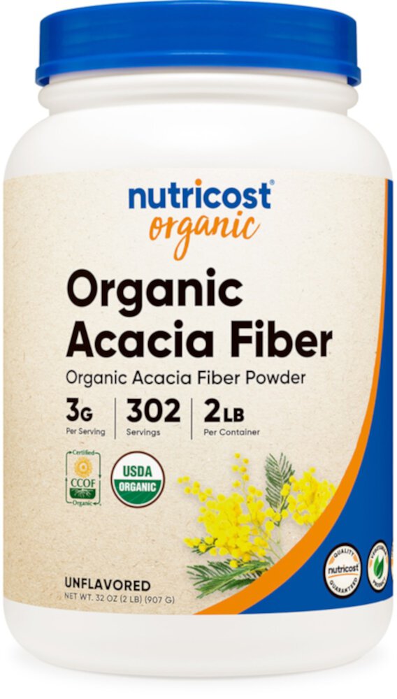 Organic Acacia Fiber Powder (Порошок) Unflavored (Без вкуса) -- 302 Servings (Порции) Nutricost