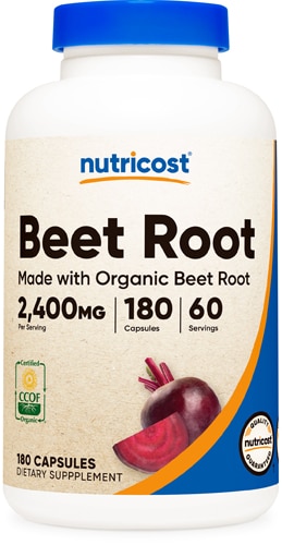 Organic Beet Root -- 2400 mg - 180 Capsules (Капсулы) Nutricost