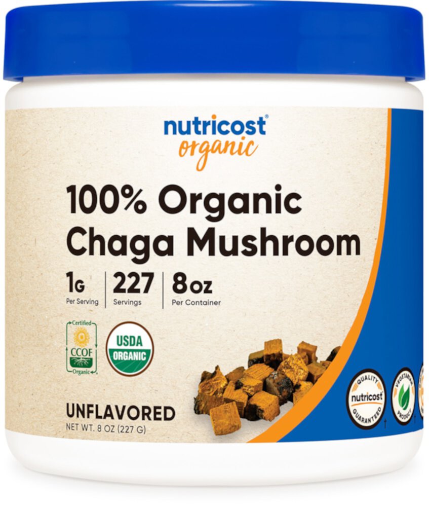 Органический порошок гриба чага, без вкуса, 227 порций Nutricost