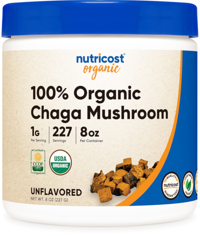 Organic Chaga Mushroom Powder (Порошок) Unflavored (Без вкуса) -- 227 Servings (Порции) Nutricost