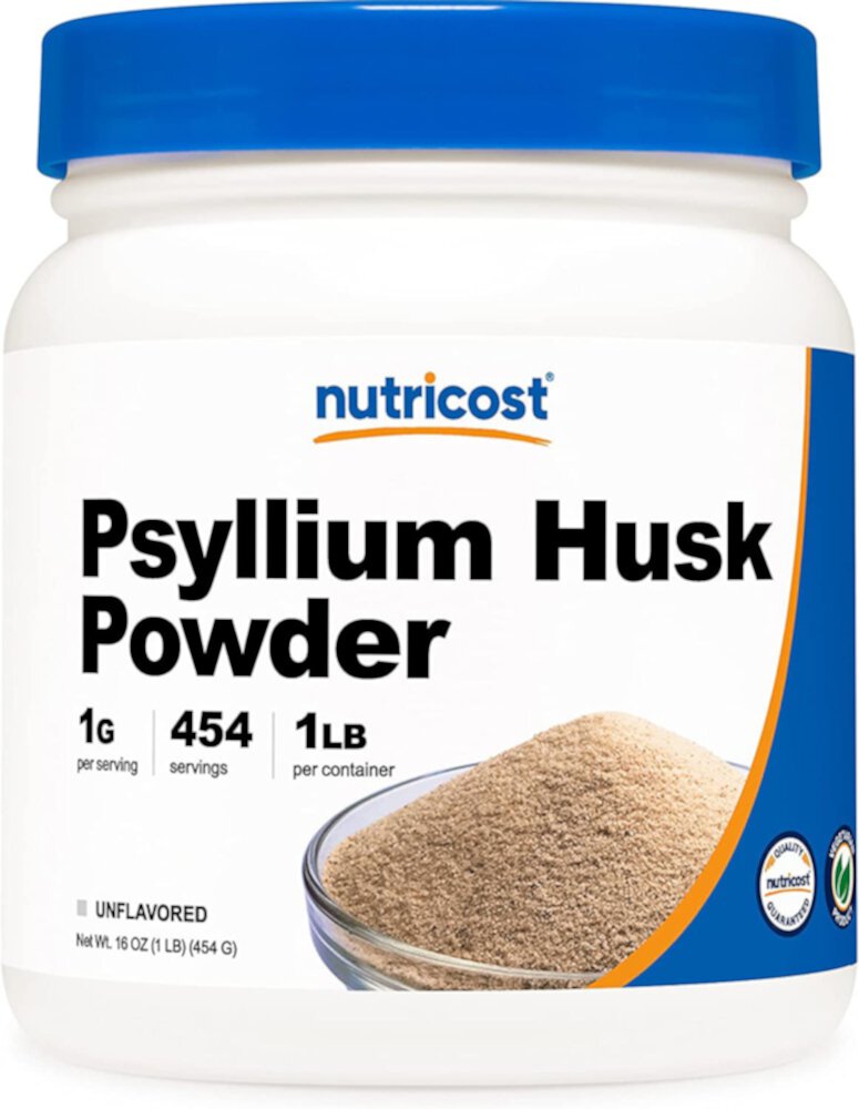 Psyllium Husk Powder (Порошок) Unflavored (Без вкуса) -- 1 lb (Фунты) Nutricost