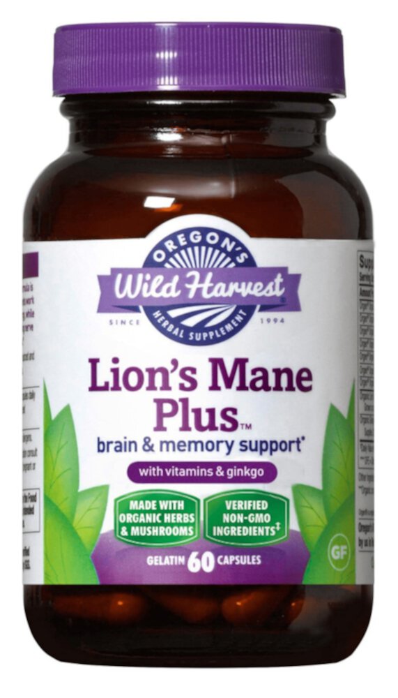 Lion's Mane Plus Organic -- 60 Vegan Capsules (Веганские капсулы) Oregon's Wild Harvest