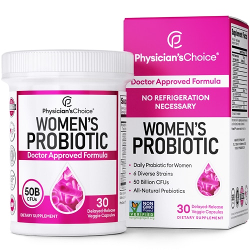 Женский пробиотик — 50 миллиардов КОЕ — 30 растительных капсул с отсроченным высвобождением Physician's Choice
