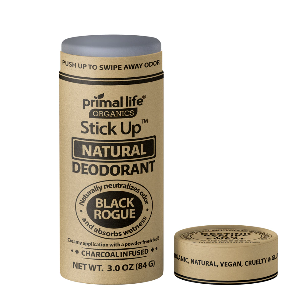 Natural Deodorant Stick Up Plastic Free - Black Rogue -- 3 oz Primal Life Organics