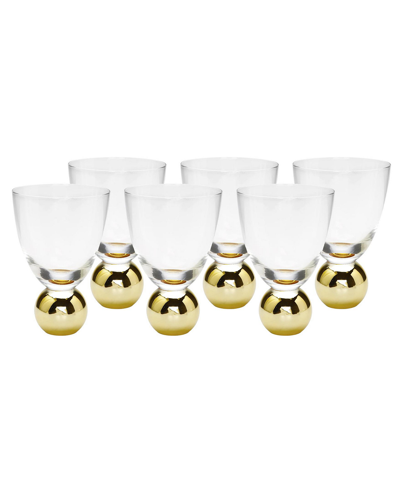 Маленькие бокалы для вина на пьедестале из золотых шаров, набор из 6 шт. Classic Touch