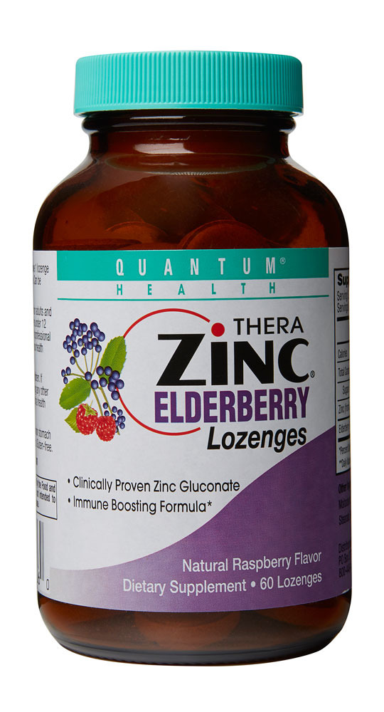 Health® Thera Zinc Elderberry Lozenges (Пастилки) Natural Raspberry -- 60 Lozenges Quantum