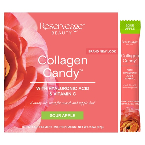 Коллаген Candy Sour Apple -- 20 пакетиков в стиках Reserveage Beauty