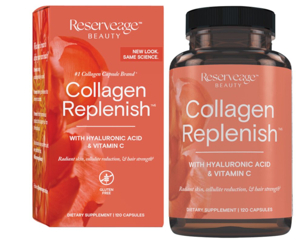 Collagen Replenish с гиалуроновой кислотой и витамином C -- 120 капсул Reserveage Beauty