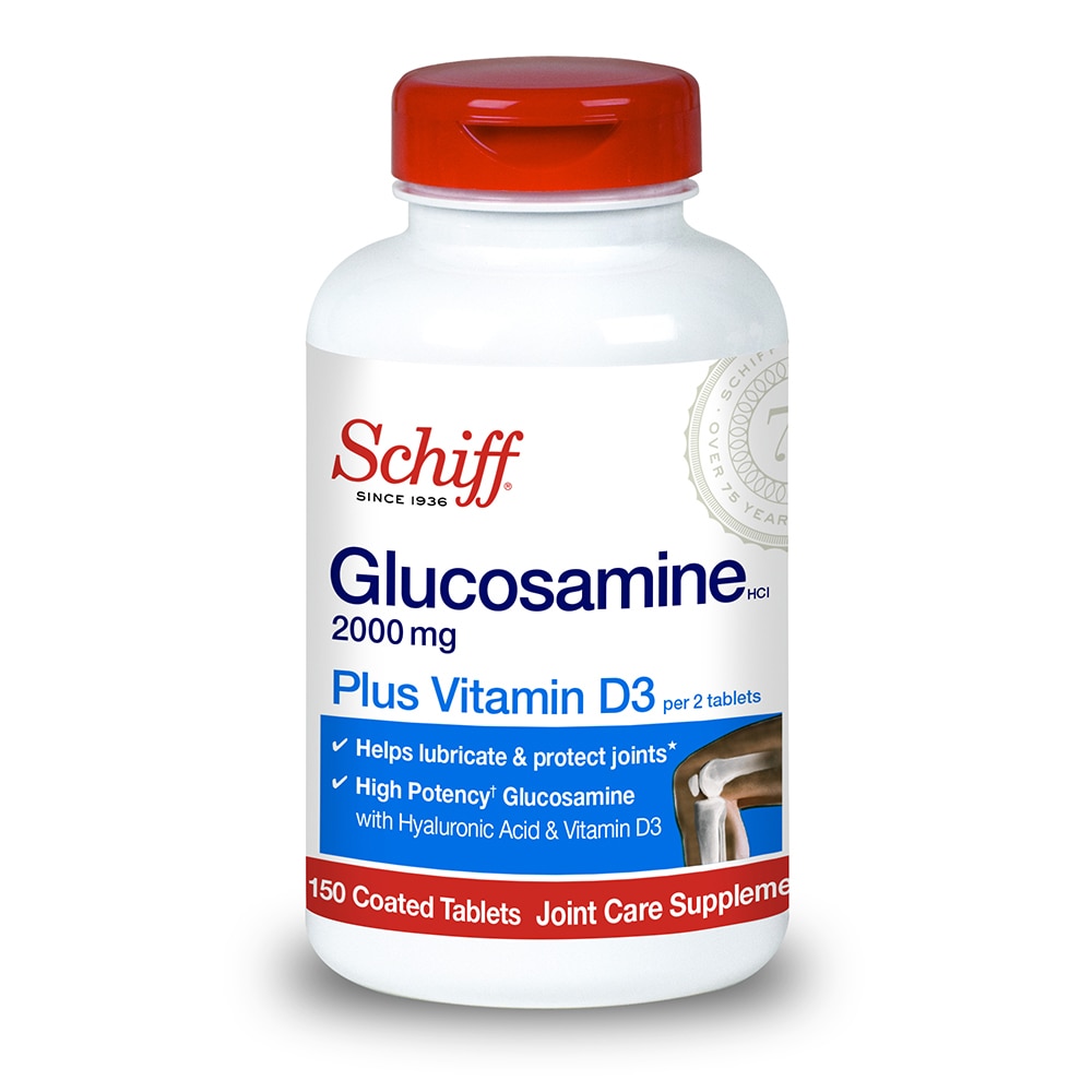 Глюкозамин с Гиалуроновой Кислотой и Витамином D3 - 2000 мг - 150 таблеток - Schiff Schiff