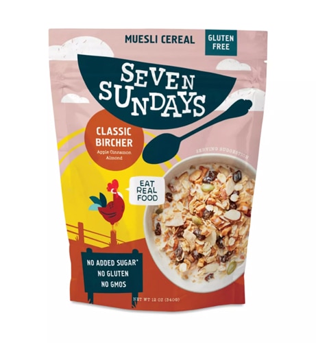 Muesli Cereal - Classic Bircher Mix Apple Cinnamon Minmond -- 12 унций Seven Sundays