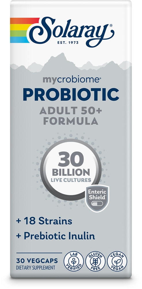 Mycrobiome™ Probiotic Adult 50 Plus Formula — 30 миллиардов — 30 кишечнорастворимых растительных капсул Solaray