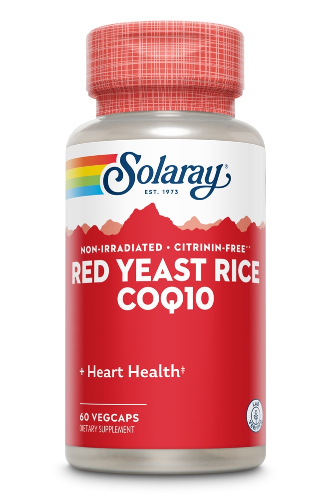 Красный дрожжевой рис плюс коэнзим Q-10 — 60 растительных капсул Solaray