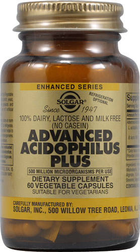 Advanced Acidophilus Plus -- 500 million - 60 Vegetable Capsules (Растительные капсулы) Solgar