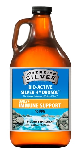 Bio-Active Silver Hydrosol Immune Support Twist Top, 10 частей на миллион, 64 жидких унции Sovereign Silver
