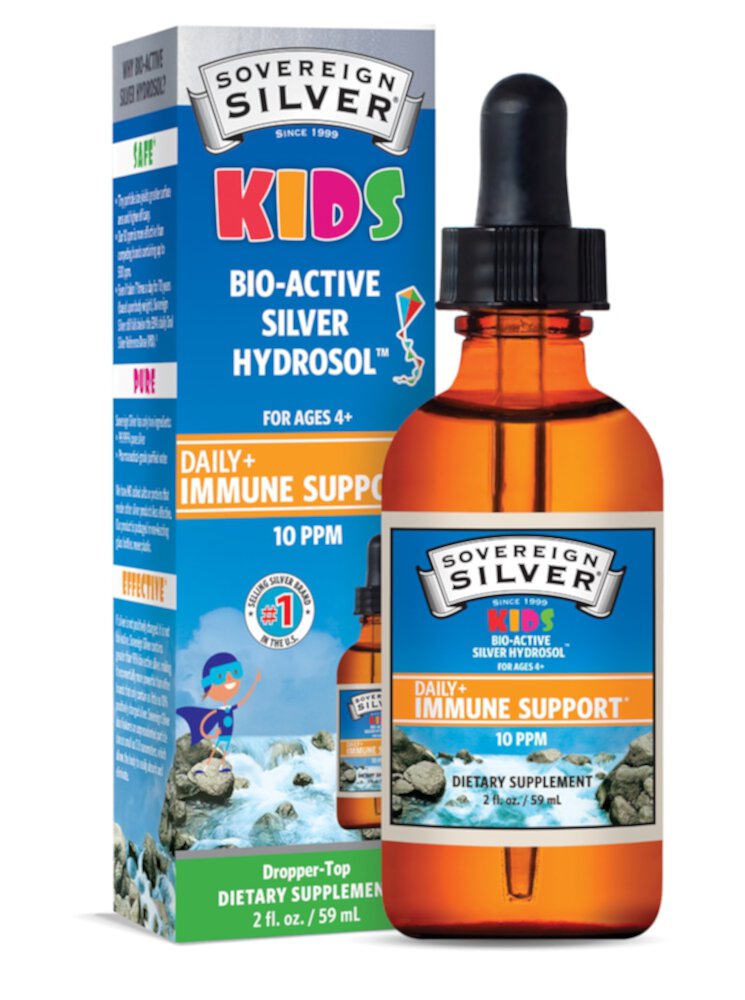 Bio-Active Silver Hydrosol For Kids Daily Plus для поддержки иммунитета — 10 частей на миллион — 2 жидких унции Sovereign Silver