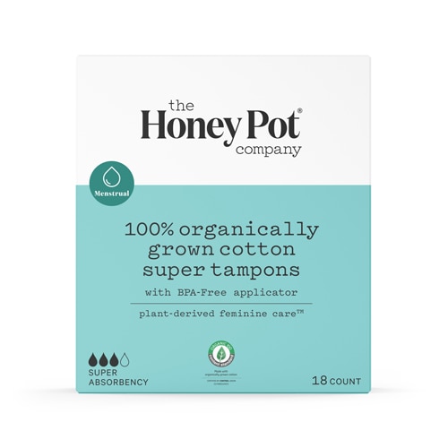 Супер тампоны 100% органический хлопок, с аппликатором без BPA, 18 шт. The Honey Pot Company