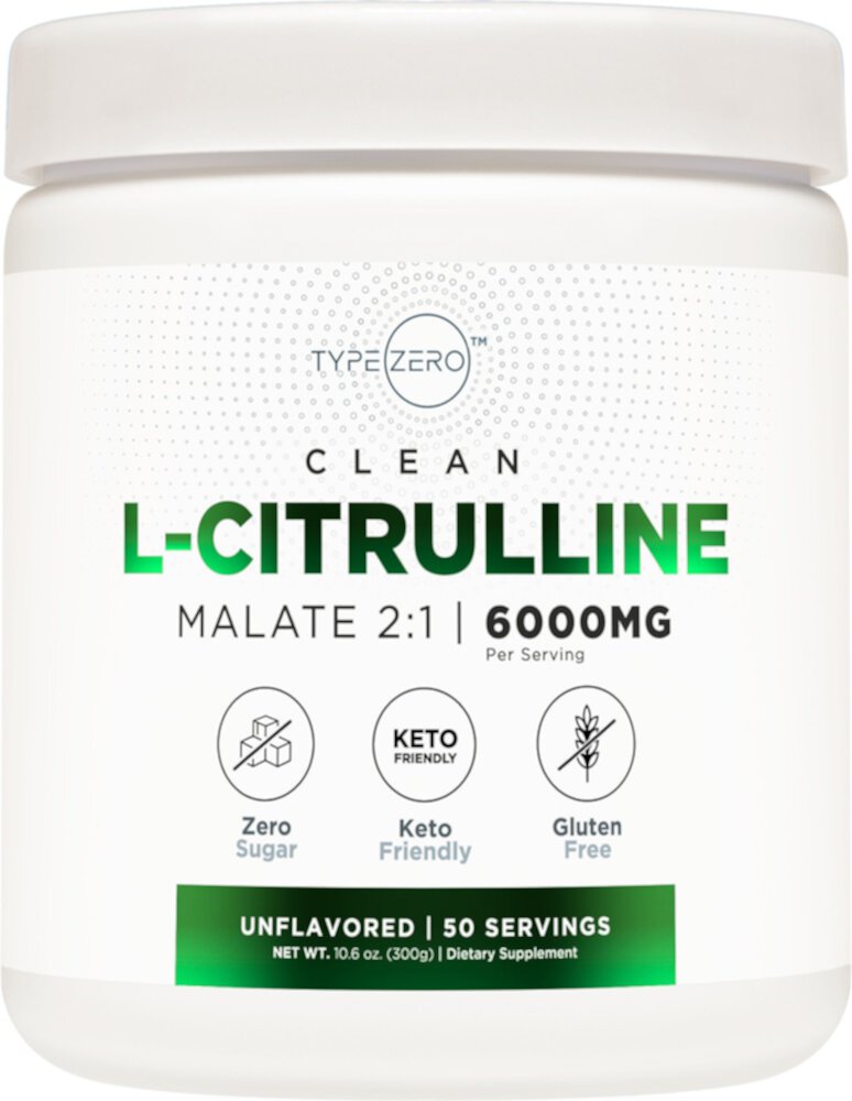 Чистый порошок L-цитруллина малата без вкуса — 6000 мг — 50 порций Type Zero