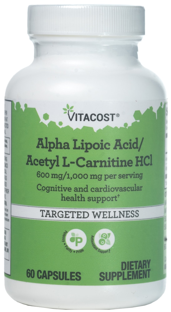Альфа-Липоевая Кислота и Ацетил L-Карнитин - 60 капсул - Vitacost Vitacost