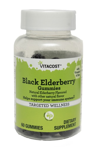 Black Elderberry Gummies (Жевательные конфеты) with Vitamin C & Zinc -- 60 Gummies Vitacost