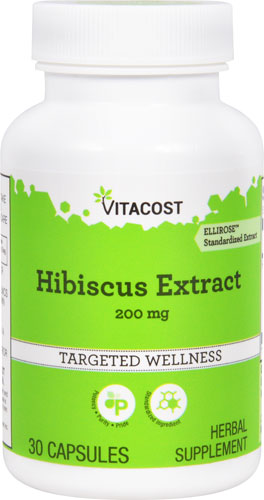 Экстракт гибискуса — Стандартизированный экстракт — ELLIROSE™ — 200 мг — 30 капсул Vitacost