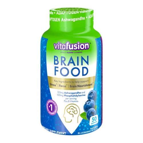Мозговой пища для взрослых, мармеладные мишки, натуральная черника - 50 мармеладок - vitafusion - с Ашвагандхой Vitafusion
