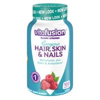 Hair Skin & Nails Multivitamin Natural Raspberry -- 100 Gummies (Жевательные конфеты) Vitafusion