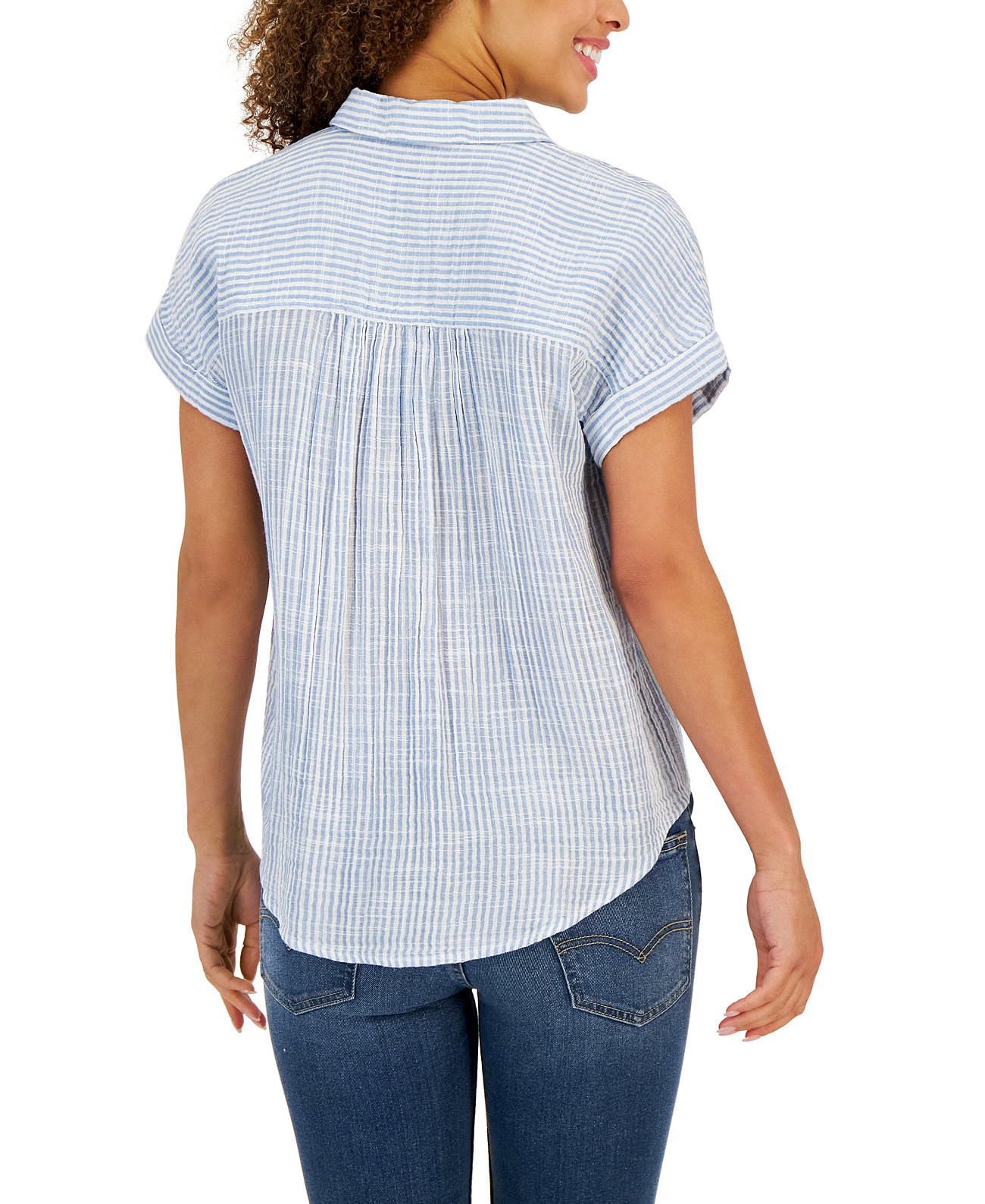 Женская хлопковая газовая рубашка в полоску, созданная для Macy's Style & Co