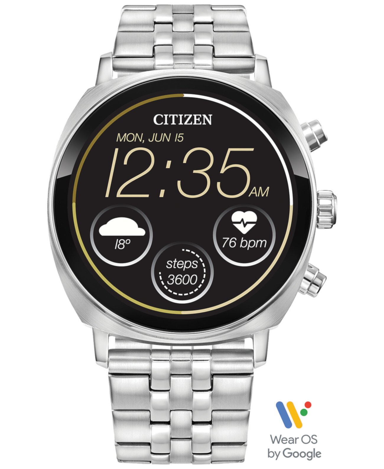 Смарт-часы унисекс CZ Smart Wear OS с браслетом из нержавеющей стали 41 мм Citizen