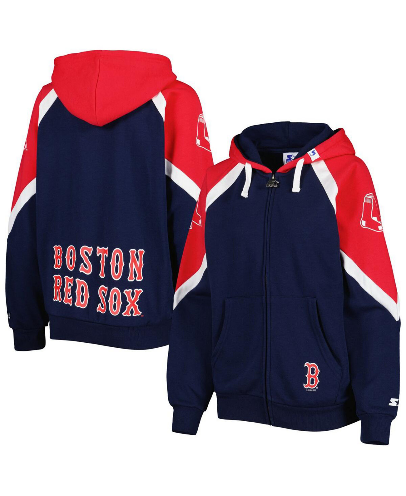 Женское худи Boston Red Sox Hail Mary с двойной застёжкой, тёмно-синее и красное Starter