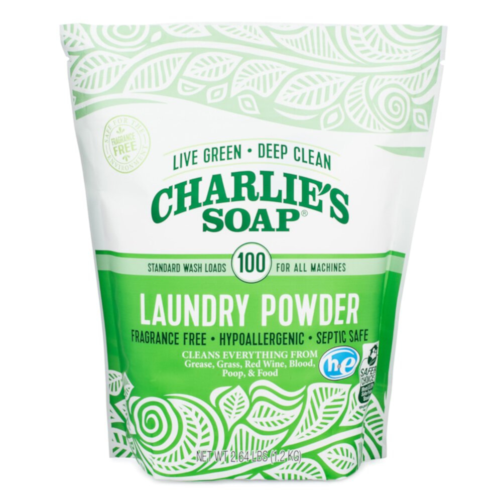 Стиральный порошок HE без отдушек -- 2,64 фунта -- 100 загрузок Charlie's Soap
