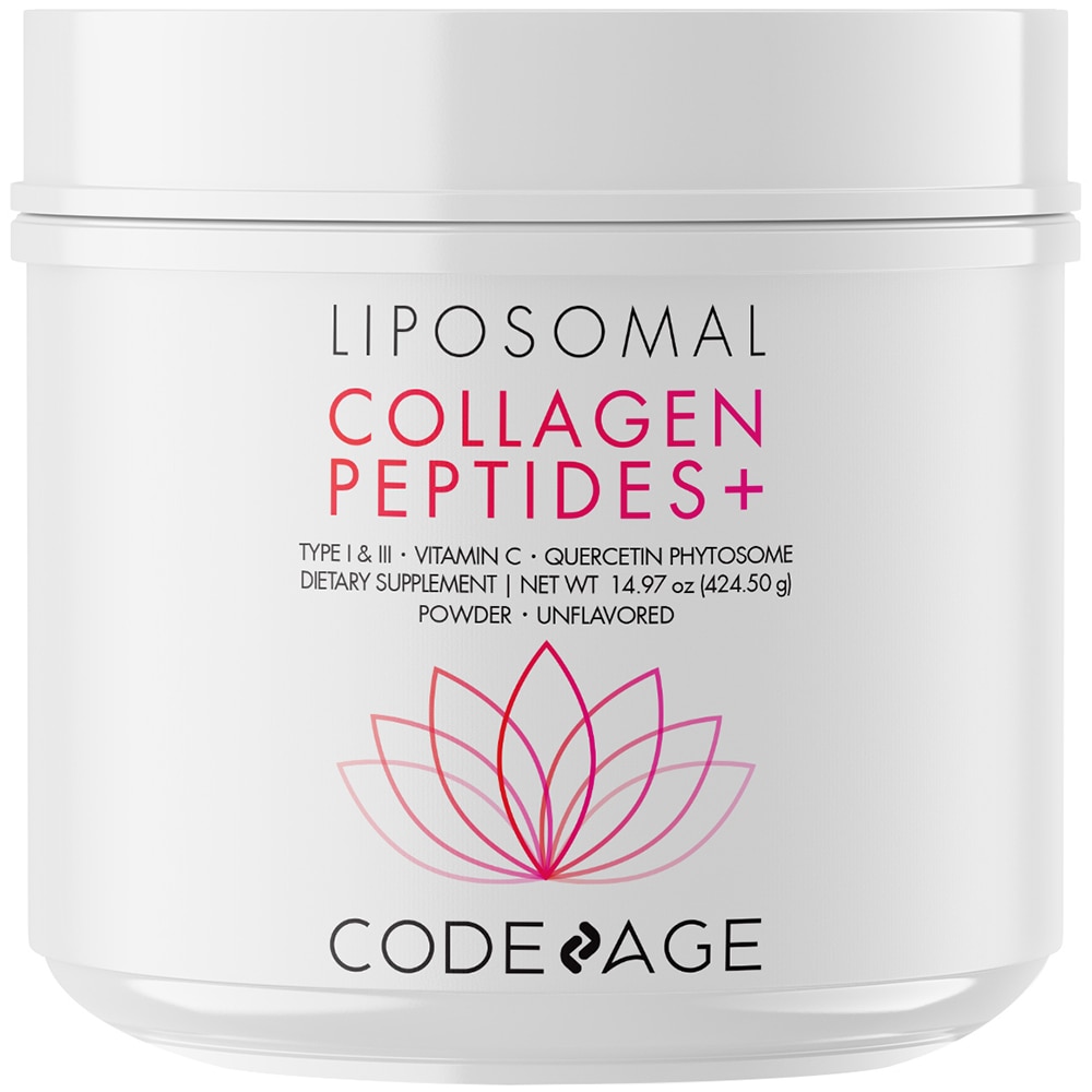 Liposomal Collagen Peptides + Vitamin C & Quercetin Powder (Порошок) Supplement Unflavored (Без вкуса) -- 14.97 oz (Унции) Codeage