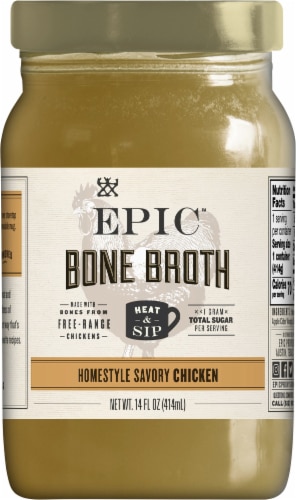 Homestyle Savory Chicken Bone Broth Homestyle Savory Chicken -- 14 fl oz (Жидкие унции) Epic