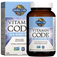 Vitamin Code 50 and Wiser Men -- 120 Vegetarian Capsules (Вегетарианские капсулы) Garden of Life