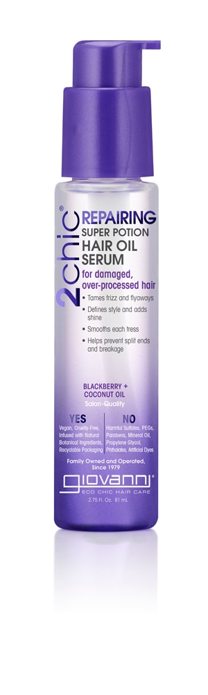 2chic® Восстанавливающая сыворотка-масло для волос Super Potion с ежевикой и кокосовым маслом -- 2,75 жидких унций Giovanni