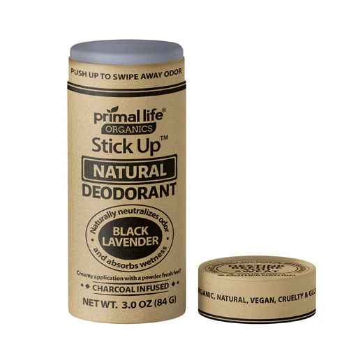 Natural Deodorant Stick Up Plastic Free - Black Lavender -- 3 oz Primal Life Organics