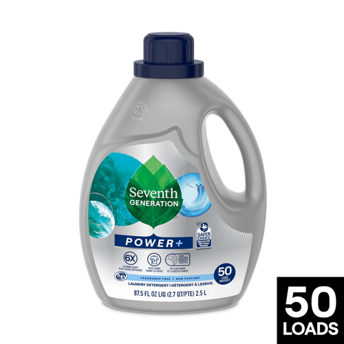 Моющее средство Power + Liquid Laundry HE без запаха — 50 загрузок — 87,5 жидких унций Seventh Generation