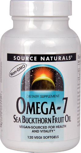 Фруктовое масло облепихи Омега-7 – 120 растительных мягких желатиновых капсул Source Naturals