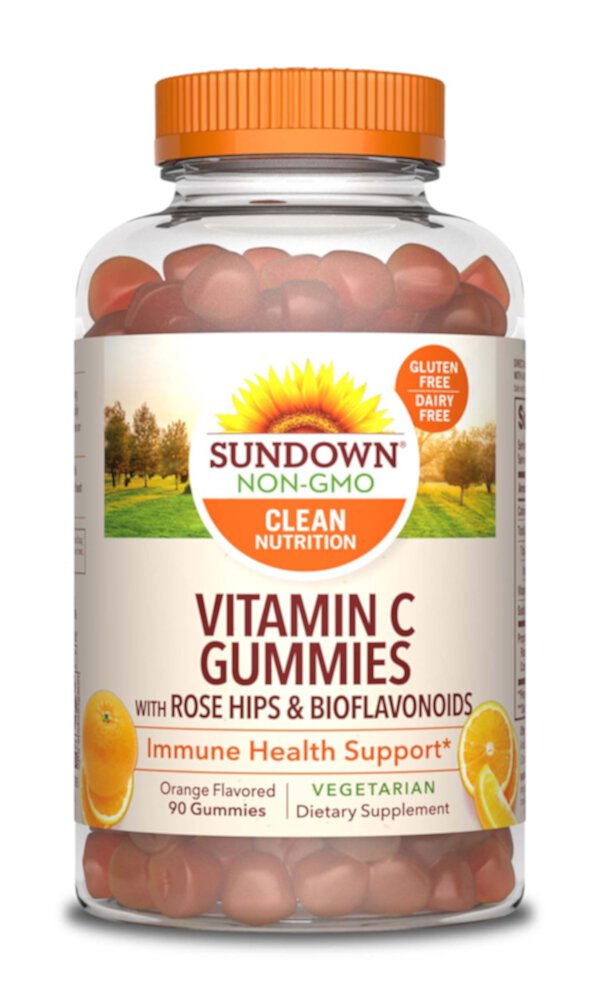 Витамин C с шиповником и биофлавоноидами, апельсин - 90 жевательных конфет - Sundown Naturals Sundown Naturals