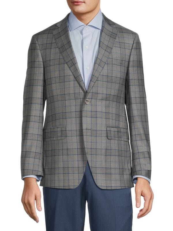 Спортивное пальто Modern Fit из смесовой шерсти с оконным стеклом Saks Fifth Avenue