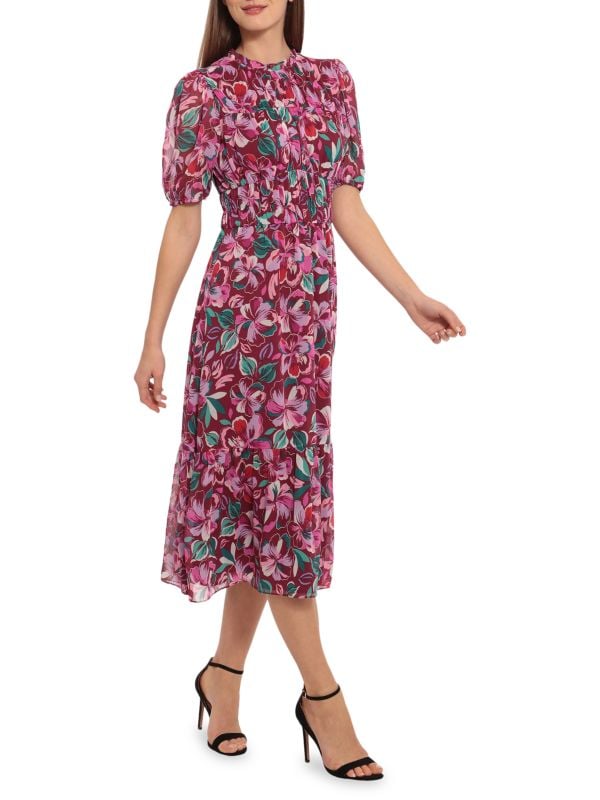 Ярусное платье миди с цветочным принтом Maggy London