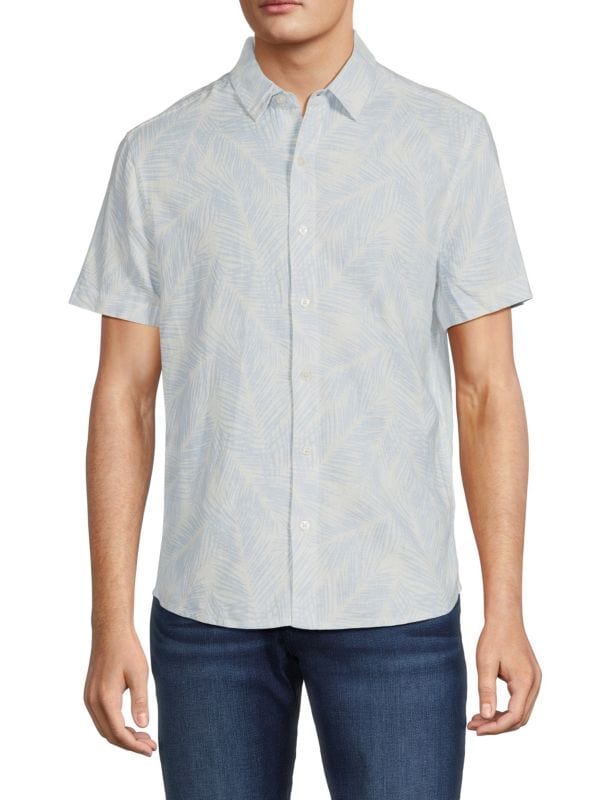 Рубашка из смесовой льняной ткани с принтом в виде листьев HEDGE