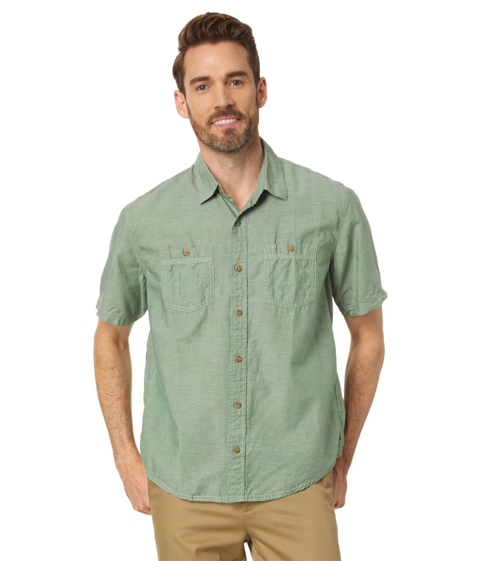 Рубашка из прочного льна с коротким рукавом традиционного кроя L.L.Bean