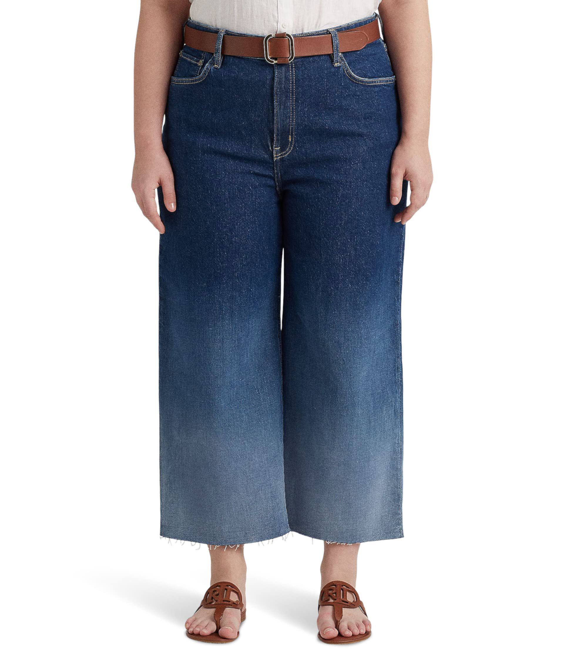 Широкие укороченные джинсы с высокой посадкой больших размеров цвета Ombre Canyon Wash