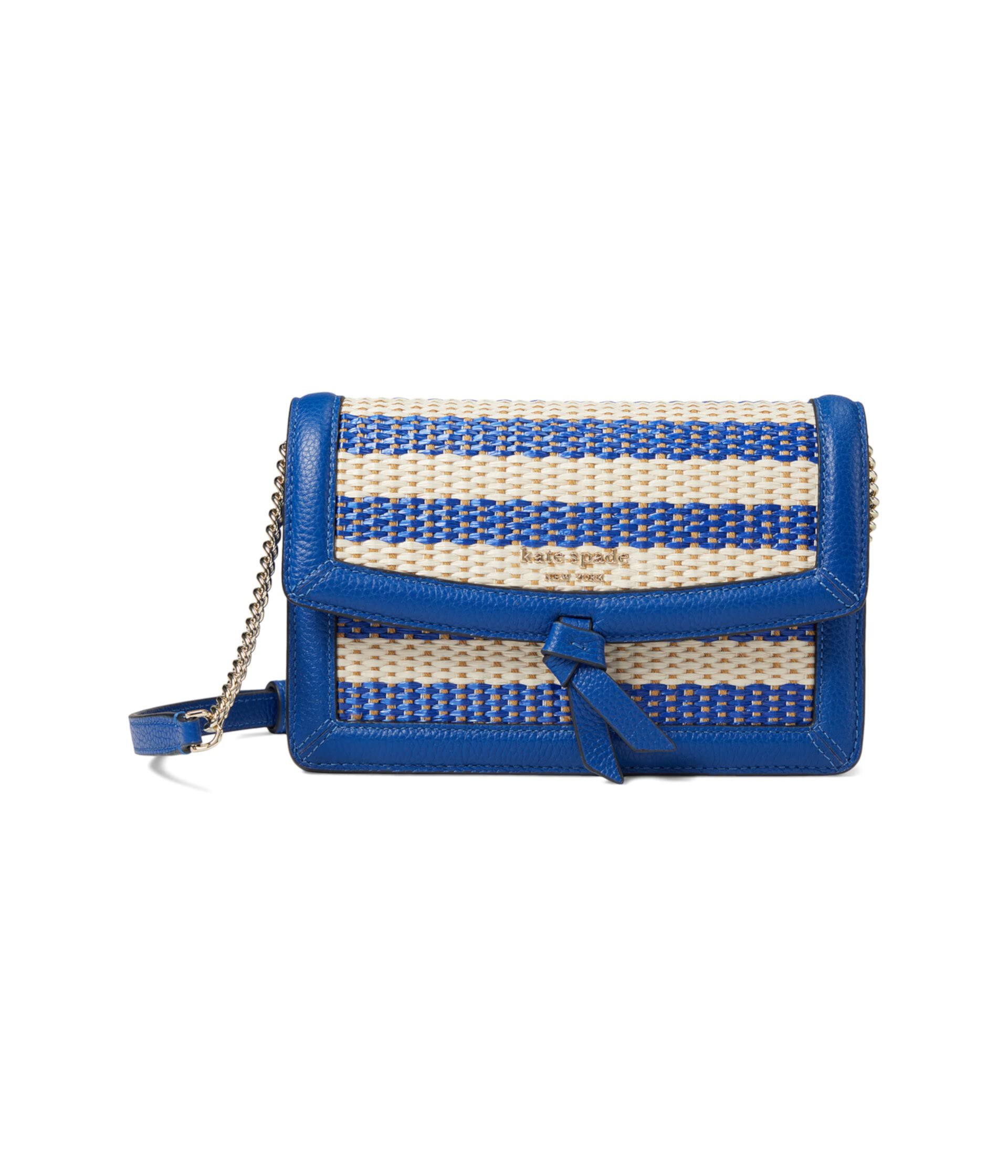 Полосатая сумка через плечо Knott из плетеной ткани с клапаном Kate Spade New York