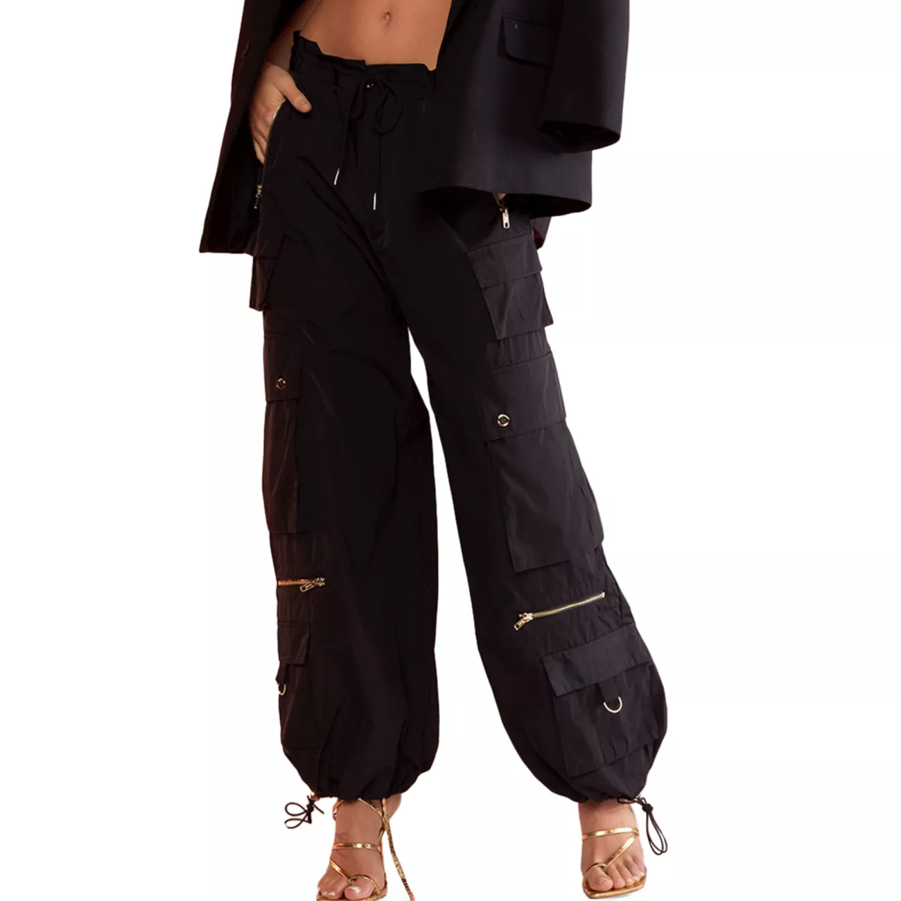 Свободные нейлоновые брюки-карго Cynthia Rowley