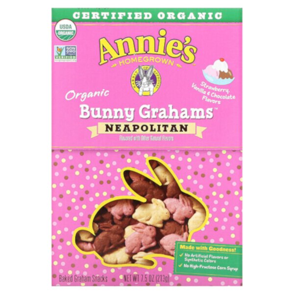 Organic Baked Bunny Graham Snacks, Neapolitan , 7.5 oz (213 g) Annie's