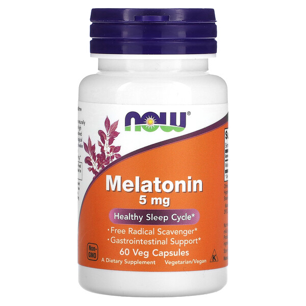 Melatonin, 5 mg, 60 Veg Capsules NOW Foods