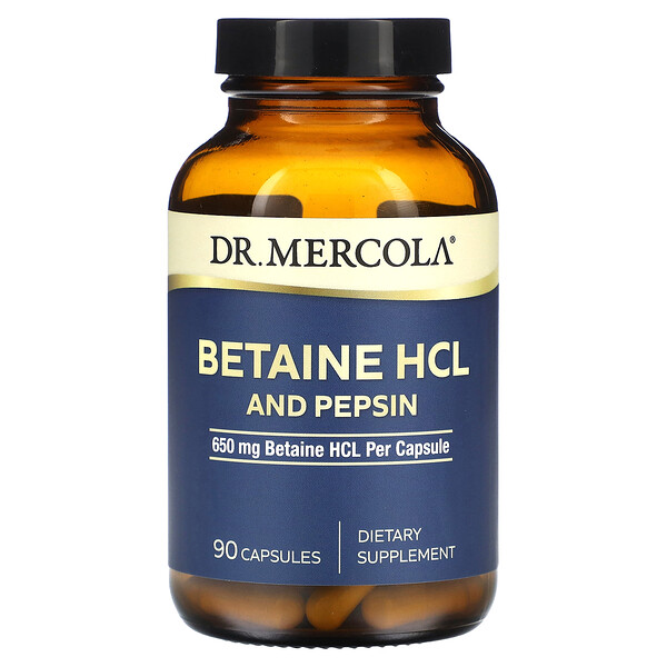 Бетаин HCL и Пепсин - 650 мг - 90 капсул - Dr. Mercola Dr. Mercola